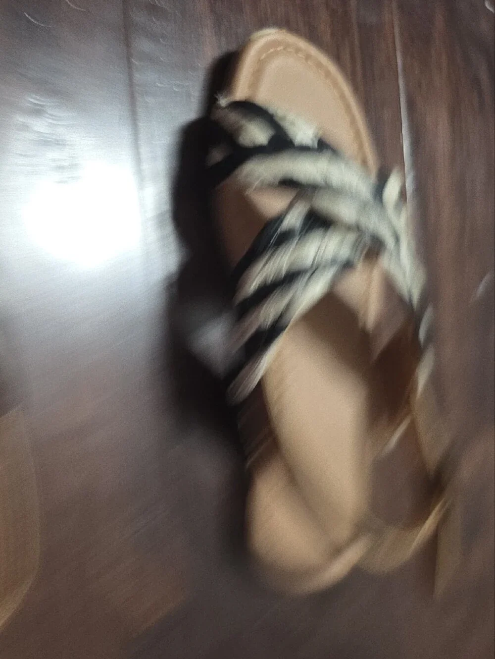 Old Navy Black & Cream Braided Cross-Strap Kids Sandals